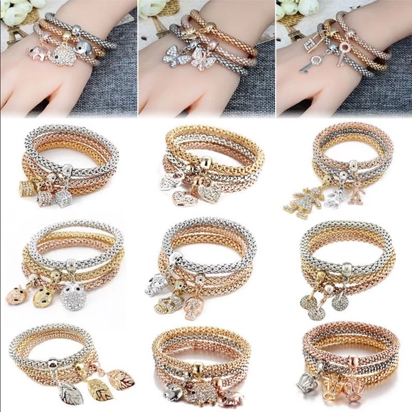 3PC Crown Charm Bracelet Set - Picture 7 of 8